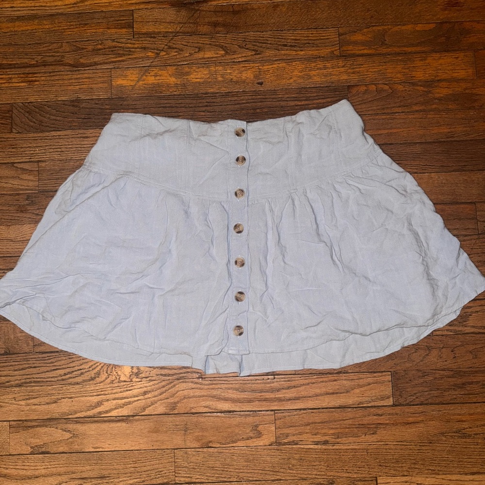 SO Light Blue A-Line Button Skirt